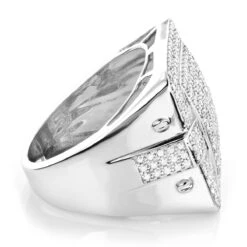 14K White Gold Men's Pave Diamond Ring 1.67ct -Its Hot Jewelry Shop 14k gold mens pave diamond ring 167ct p 211 backwh