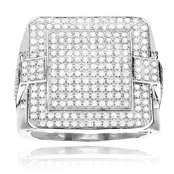 14K White Gold Men's Pave Diamond Ring 1.67ct