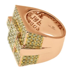 Men's Diamond Ring With 4 Carats Of Yellow Diamonds 14K White Gold -Its Hot Jewelry Shop 14k gold mens pave diamond ring 4 carats of yellow diamonds 890206 yd backro