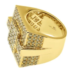 Men's Diamond Ring With 4 Carats Of Yellow Diamonds 14K White Gold -Its Hot Jewelry Shop 14k gold mens pave diamond ring 4 carats of yellow diamonds 890206 yd backye