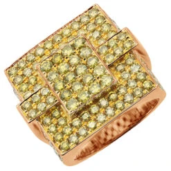 Men's Diamond Ring With 4 Carats Of Yellow Diamonds 14K White Gold -Its Hot Jewelry Shop 14k gold mens pave diamond ring 4 carats of yellow diamonds 890206 yd ro