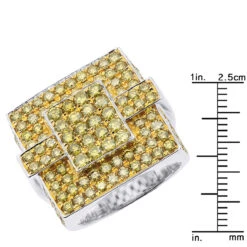 Men's Diamond Ring With 4 Carats Of Yellow Diamonds 14K White Gold -Its Hot Jewelry Shop 14k gold mens pave diamond ring 4 carats of yellow diamonds 890206 yd rulerwh