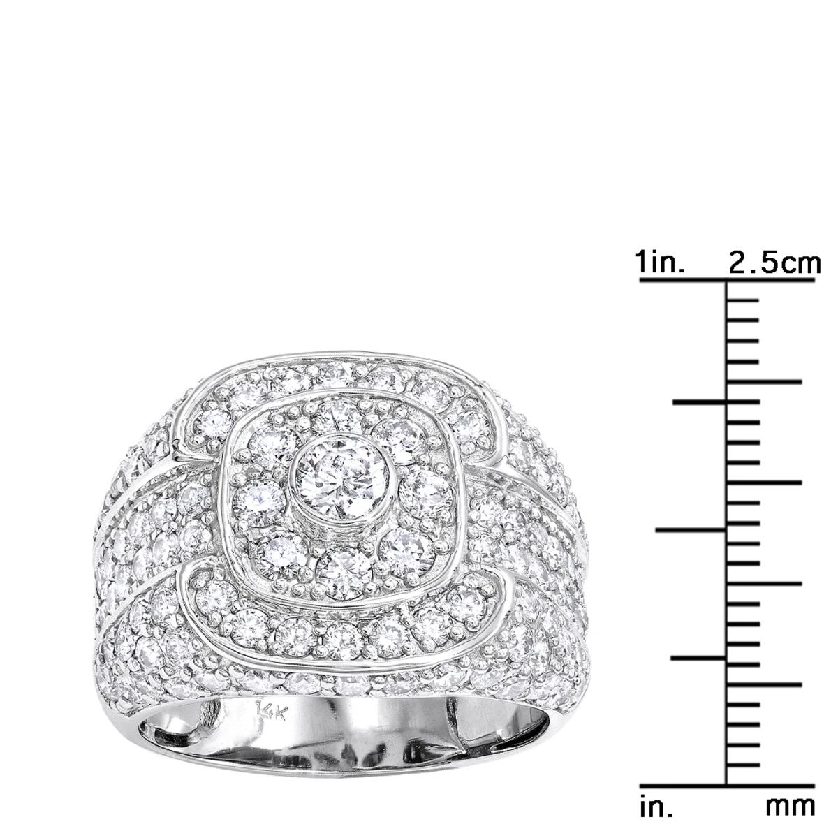 14K White Gold Men's Pave Round Diamond Ring 5.88ct 7 14K White Gold Men's Pave Round Diamond Ring 5.88ct - Image 5