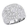 14K White Gold Men's Pave Round Diamond Ring 5.88ct