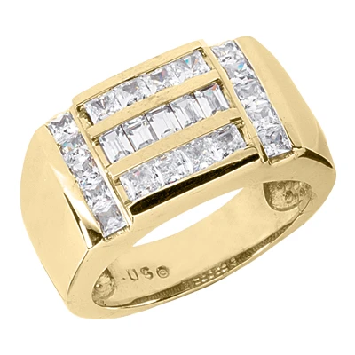 14K White Gold Men's Princess & Baguette Diamonds Ring 1.85ct 4 14K White Gold Men's Princess & Baguette Diamonds Ring 1.85ct - Image 2