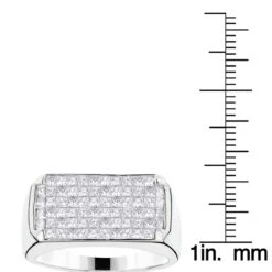 14K White Gold Men's Princess Cut Invisible Diamond Ring Unique Wedding Band 2ct -Its Hot Jewelry Shop 14k gold mens princess cut invisible diamond ring 372 p 6666 ruler