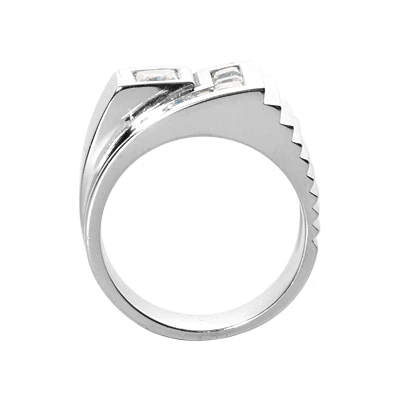 14K White Gold Men's Princess Diamonds Ring 0.97ct 5 14K White Gold Men's Princess Diamonds Ring 0.97ct - Image 3