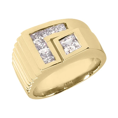 14K White Gold Men's Princess Diamonds Ring 0.97ct 4 14K White Gold Men's Princess Diamonds Ring 0.97ct - Image 2