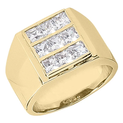 14K White Gold Men's Princess Diamonds Ring 2.43ct 4 14K White Gold Men's Princess Diamonds Ring 2.43ct - Image 2