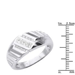 14K White Gold Men's Round & Princess Diamonds Ring 0.54ct -Its Hot Jewelry Shop 14k gold mens round princess diamonds ring 054ct p 27911 ruler white