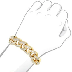 14K Yellow Gold Miami Cuban Link Chain Diamond Bracelet For Men 11.05ct -Its Hot Jewelry Shop 14k gold miami cuban link chain diamond bracelet for men 1105ct bodye