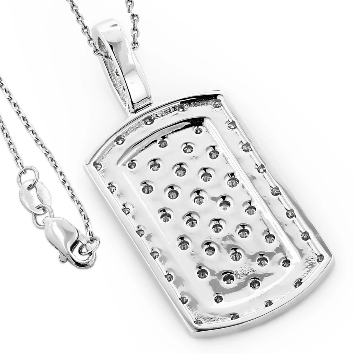Luxurman 14K White Gold Mini Diamond Dog Tag Pendant W VS Diamonds 0.7ct 6 Luxurman 14K White Gold Mini Diamond Dog Tag Pendant W VS Diamonds 0.7ct - Image 4