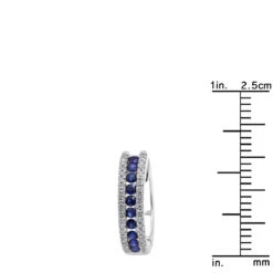 14K White Gold Natural Blue Sapphire And Diamond Huggie Earrings For Women 1ct -Its Hot Jewelry Shop 14k gold natural blue sapphire and diamond huggie earrings for women 085ct rulerwh