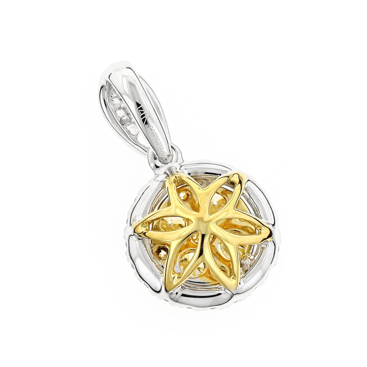 14K White Gold Natural Yellow Diamonds Ladies Circle Pendant 1 Carat 6 14K White Gold Natural Yellow Diamonds Ladies Circle Pendant 1 Carat - Image 4
