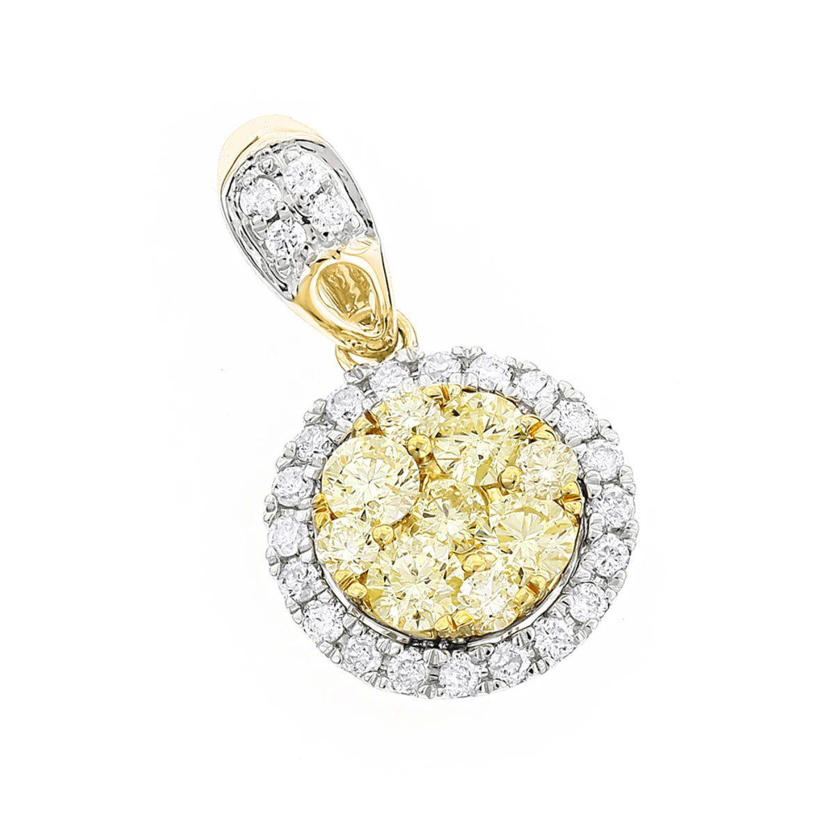 14K White Gold Natural Yellow Diamonds Ladies Circle Pendant 1 Carat 4 14K White Gold Natural Yellow Diamonds Ladies Circle Pendant 1 Carat - Image 2
