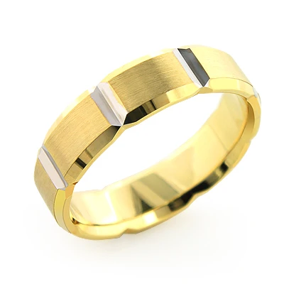 14K Yellow Gold Ornamented Wedding Band For Men 3 14K Yellow Gold Ornamented Wedding Band For Men