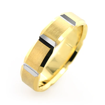 14K Yellow Gold Ornamented Wedding Band For Men 4 14K Yellow Gold Ornamented Wedding Band For Men - Image 2