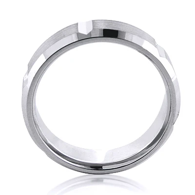 14K White Gold Ornamented Men's Wedding Band 6 14K White Gold Ornamented Men's Wedding Band - Image 4