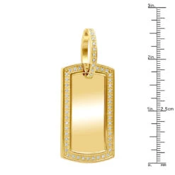 Customizable 14K Yellow Gold Oversized Diamond Dog Tag Pendant For Men 1 Carat -Its Hot Jewelry Shop 14k gold oversized diamond dog tag pendant 1 carat p 5827 rulerye