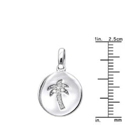 14K White Gold Palm Tree Circle Diamond Pendant 0.1ct Small Charm -Its Hot Jewelry Shop 14k gold palm tree circle diamond pendant 010ct p 35181 rulerwh