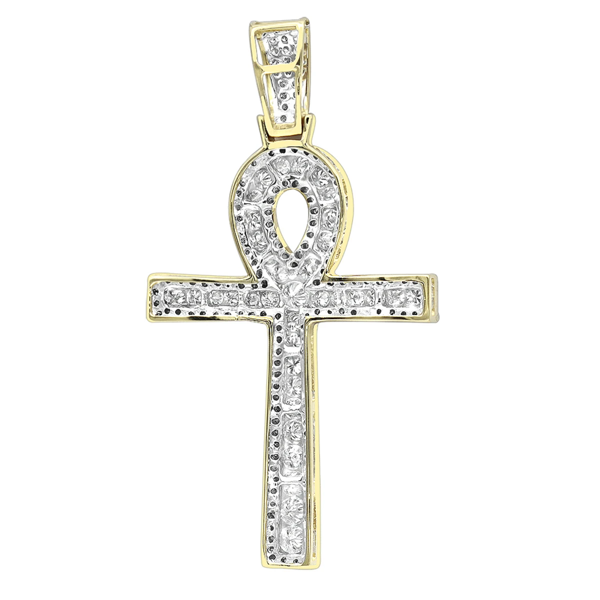 14K Yellow Gold Pave Ankh Diamond Cross Pendant For Men Egyptian Symbol Of Life 6 14K Yellow Gold Pave Ankh Diamond Cross Pendant For Men Egyptian Symbol Of Life - Image 4