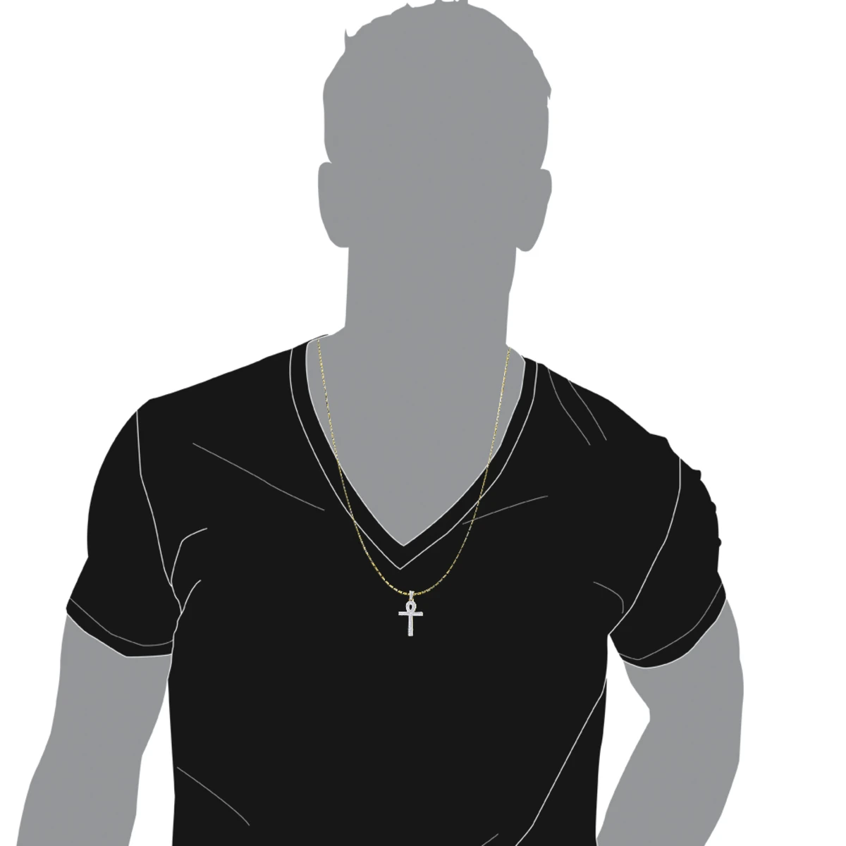 14K Yellow Gold Pave Ankh Diamond Cross Pendant For Men Egyptian Symbol Of Life 7 14K Yellow Gold Pave Ankh Diamond Cross Pendant For Men Egyptian Symbol Of Life - Image 5