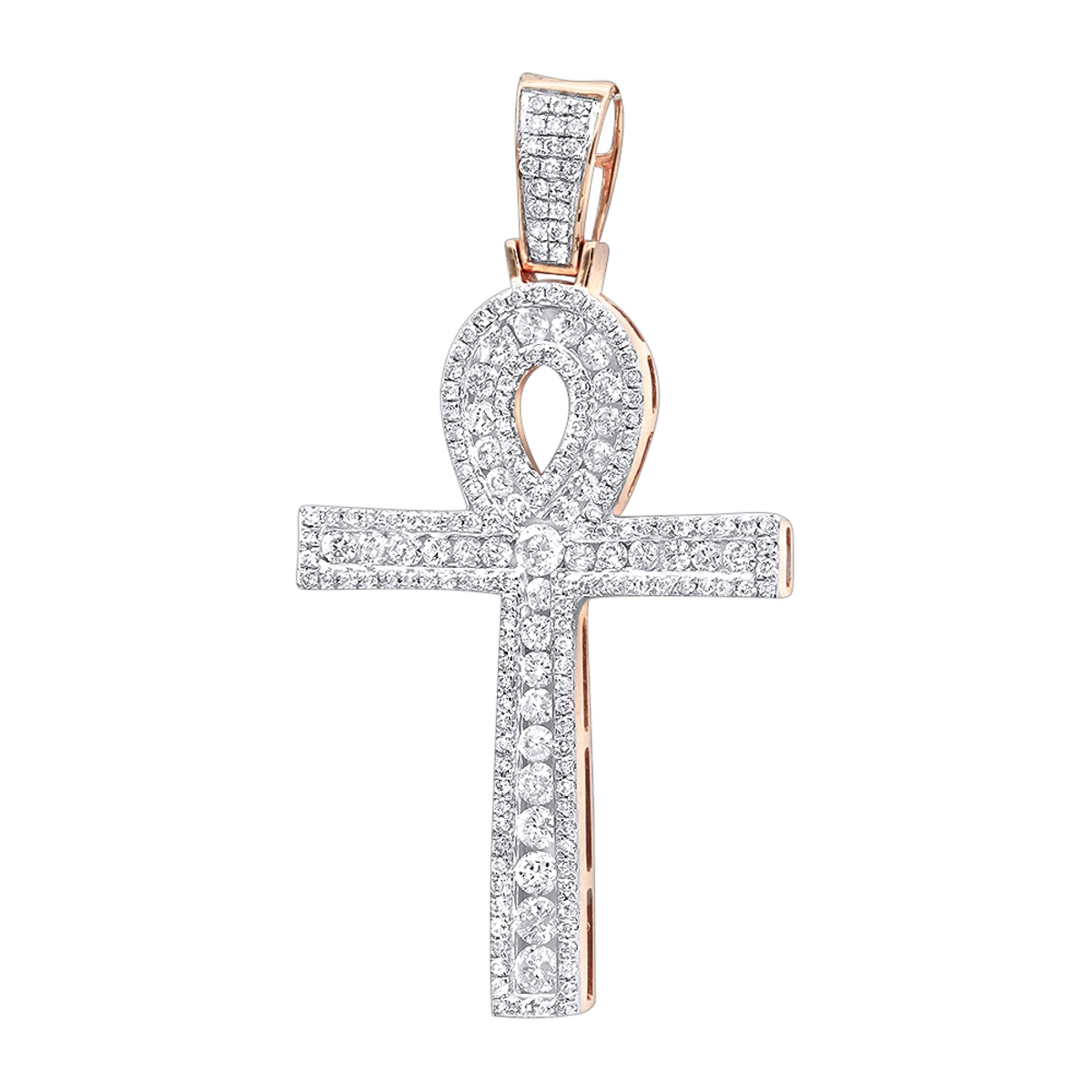 14K Yellow Gold Pave Ankh Diamond Cross Pendant For Men Egyptian Symbol Of Life 5 14K Yellow Gold Pave Ankh Diamond Cross Pendant For Men Egyptian Symbol Of Life - Image 3