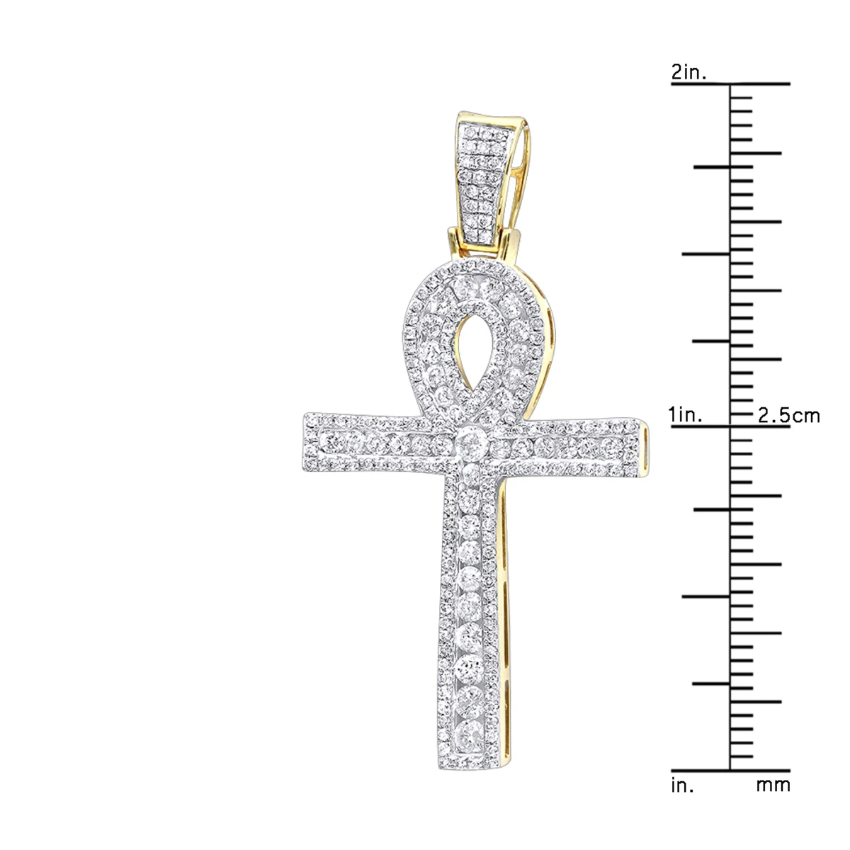14K Yellow Gold Pave Ankh Diamond Cross Pendant For Men Egyptian Symbol Of Life 8 14K Yellow Gold Pave Ankh Diamond Cross Pendant For Men Egyptian Symbol Of Life - Image 6
