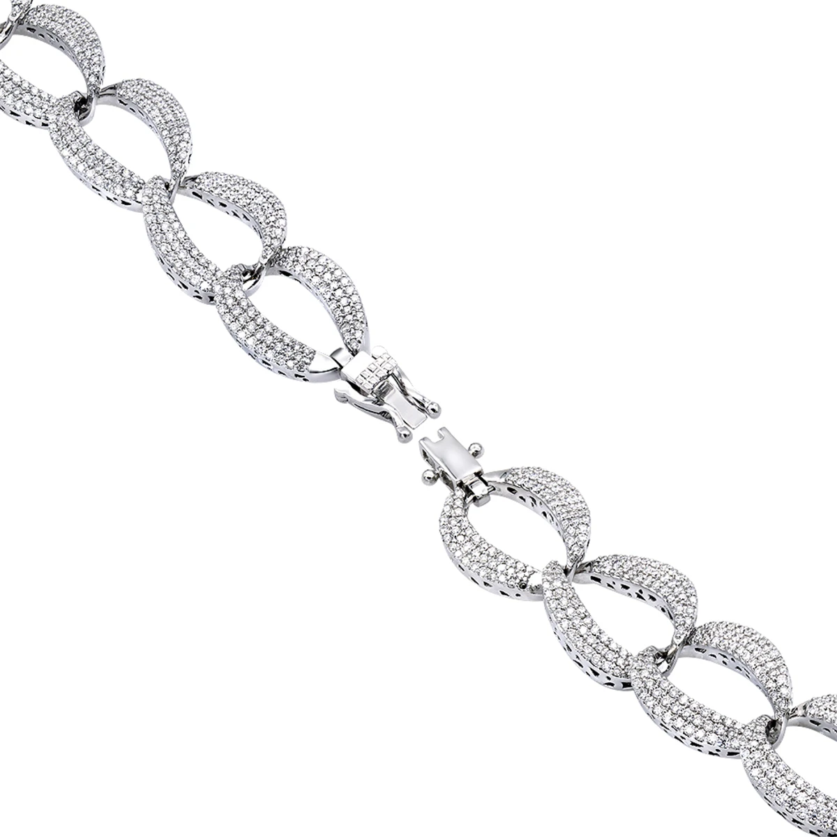 14K White Gold Pave Diamond Chain Link Bracelet For Women 3.75ct By Luxurman 6 14K White Gold Pave Diamond Chain Link Bracelet For Women 3.75ct By Luxurman - Image 4