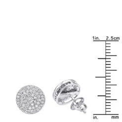 14K White Gold Pave Diamond Earrings For Men & Women 3/4ct Studs Real Diamonds -Its Hot Jewelry Shop 14k gold pave diamond earrings for men women 34ct studs real diamonds rulerwh