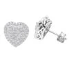 14K White Gold Pave Diamond Heart Earrings For Women 1 Carat Diamond Studs -Its Hot Jewelry Shop 14k gold pave diamond heart earrings for women 1 carat diamond studs mainwh