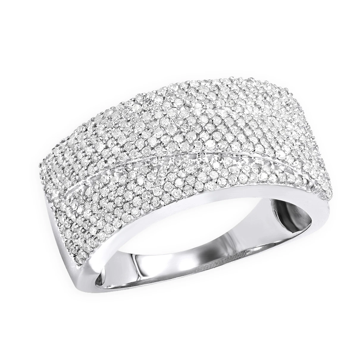 14K White Gold Pave Diamond Wedding Band 0.75ct 3 14K White Gold Pave Diamond Wedding Band 0.75ct