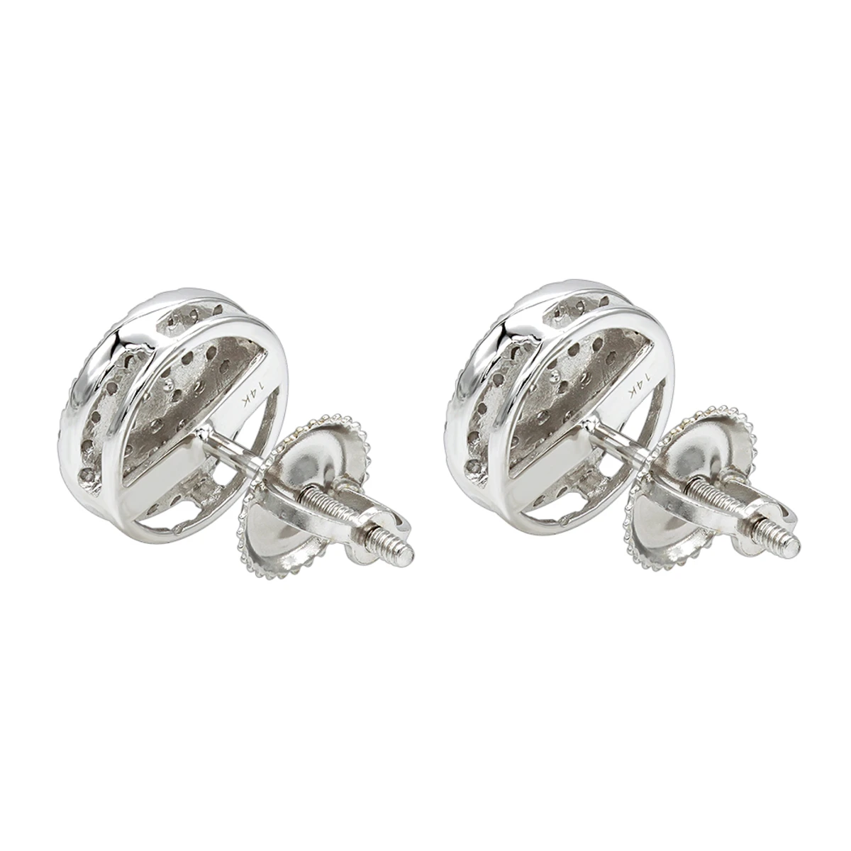 14K White Gold Pave Round Diamond Stud Earrings 0.35ct By Luxurman 6 14K White Gold Pave Round Diamond Stud Earrings 0.35ct By Luxurman - Image 4