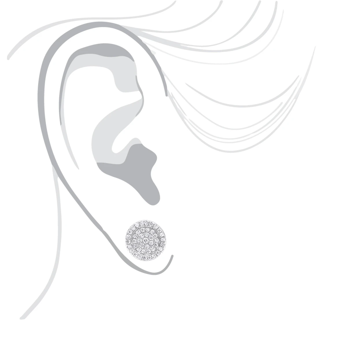 14K White Gold Pave Round Diamond Stud Earrings 0.35ct By Luxurman 7 14K White Gold Pave Round Diamond Stud Earrings 0.35ct By Luxurman - Image 5