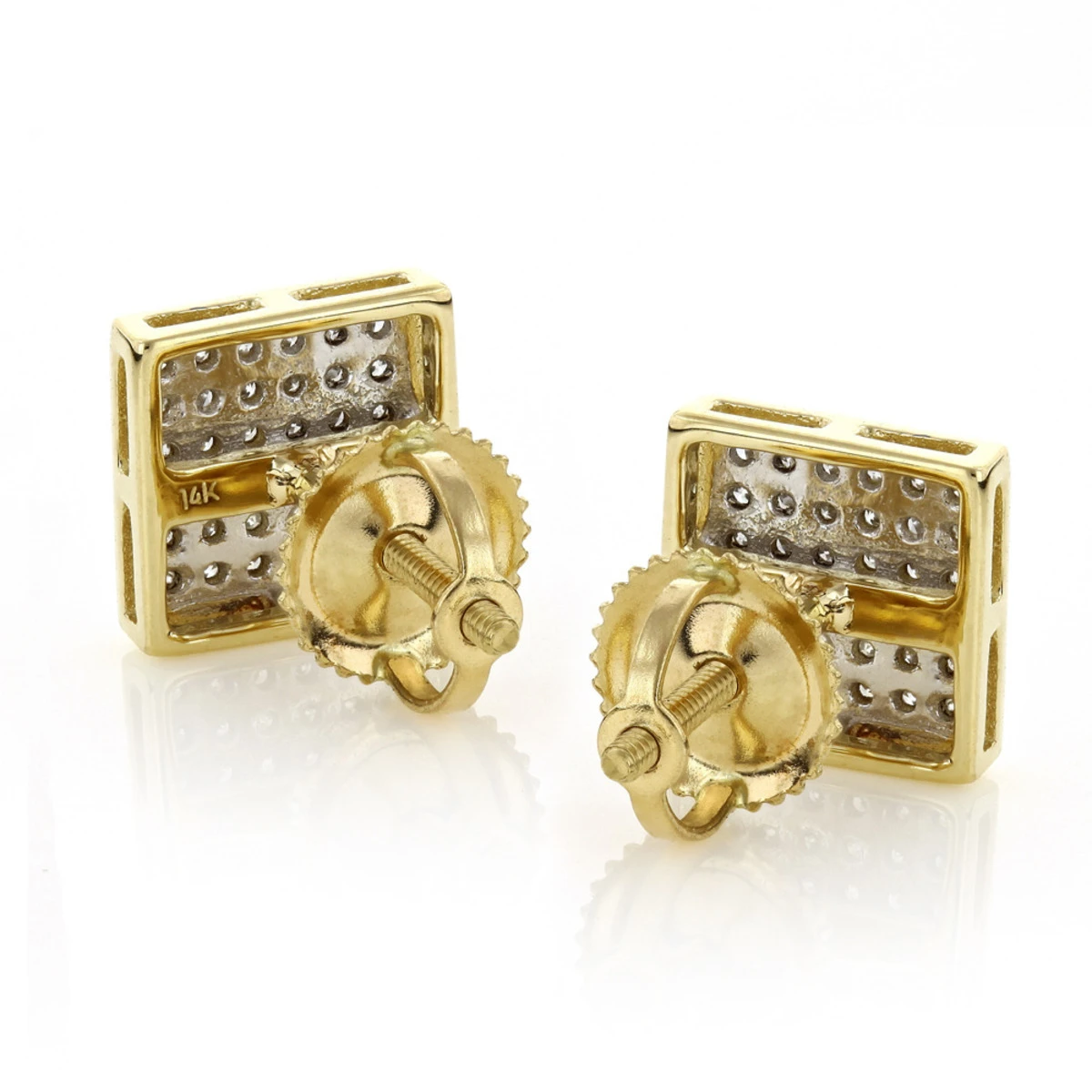 14K Yellow Gold Pave Set Round Diamond Studs Earrings 0.33ct 6 14K Yellow Gold Pave Set Round Diamond Studs Earrings 0.33ct - Image 4