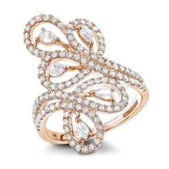 14K White Gold Pear Round Diamond Floral Cocktail Ring For Women By Luxurman -Its Hot Jewelry Shop 14k gold pear round diamond floral cocktail ring for women by luxurman ro