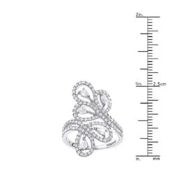 14K White Gold Pear Round Diamond Floral Cocktail Ring For Women By Luxurman -Its Hot Jewelry Shop 14k gold pear round diamond floral cocktail ring for women by luxurman rulerwh