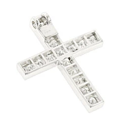 14K White Gold Princess Cut Diamond Cross Necklace 2.55ct -Its Hot Jewelry Shop 14k gold princess cut diamond cross necklace 255ct p 26540 backwh