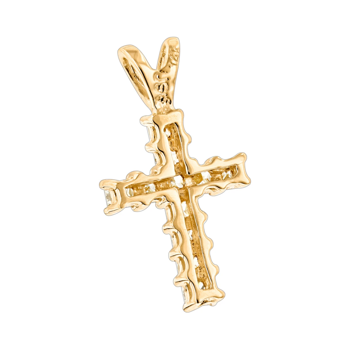 14K Yellow Gold Princess Cut Diamond Cross Pendant 0.55ct 6 14K Yellow Gold Princess Cut Diamond Cross Pendant 0.55ct - Image 4