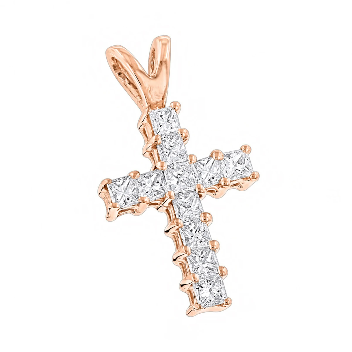 14K Yellow Gold Princess Cut Diamond Cross Pendant 0.55ct 5 14K Yellow Gold Princess Cut Diamond Cross Pendant 0.55ct - Image 3