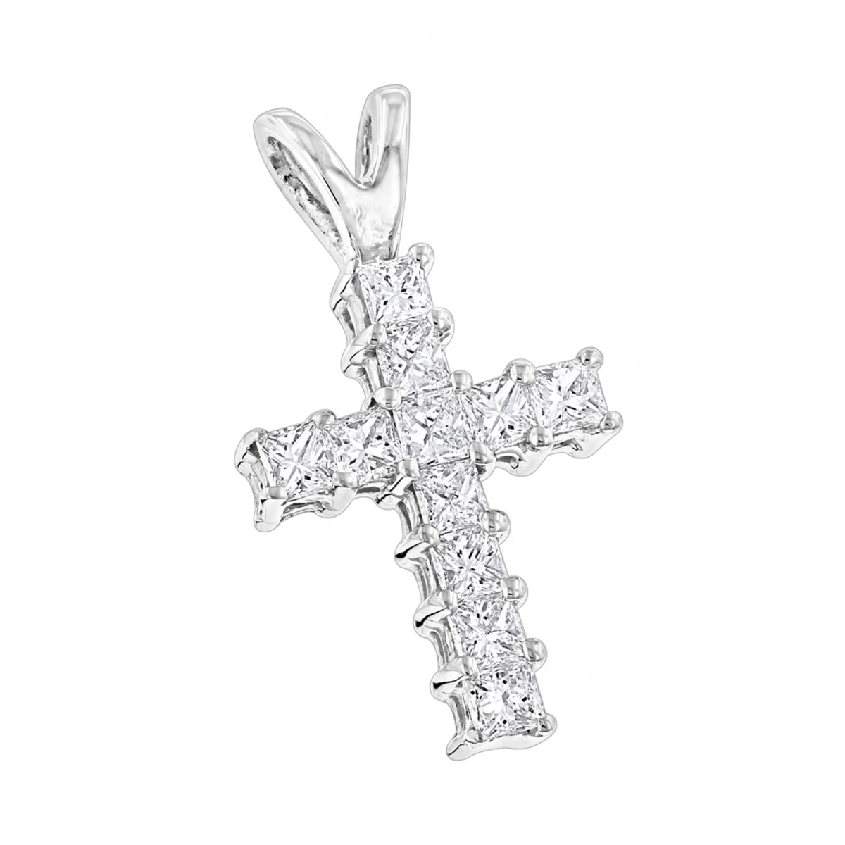 14K Yellow Gold Princess Cut Diamond Cross Pendant 0.55ct 4 14K Yellow Gold Princess Cut Diamond Cross Pendant 0.55ct - Image 2