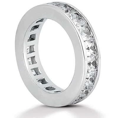 14K White Gold Princess Cut Diamond Eternity Band 3.40ct 4 14K White Gold Princess Cut Diamond Eternity Band 3.40ct - Image 2