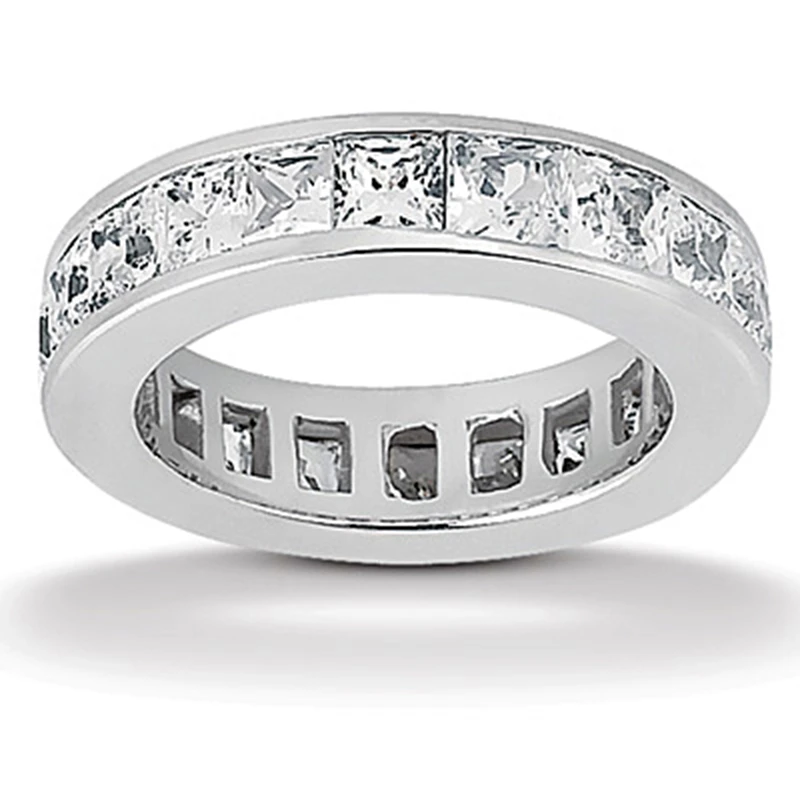 14K White Gold Princess Cut Diamond Eternity Band 3.40ct 3 14K White Gold Princess Cut Diamond Eternity Band 3.40ct
