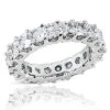 14K White Gold Princess Cut Diamond Eternity Band 5.40ct