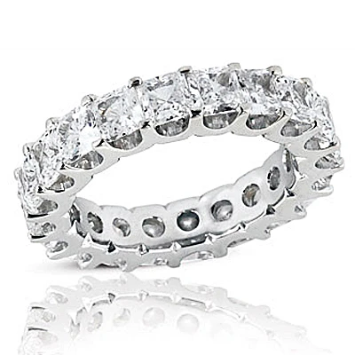 14K White Gold Princess Cut Diamond Eternity Band 5.40ct 3 14K White Gold Princess Cut Diamond Eternity Band 5.40ct