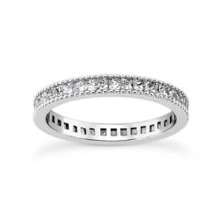 14K White Gold Princess Cut Diamond Eternity Ring 3.74ct 4.1mm