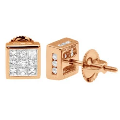 14K White Gold Princess Cut Diamond Stud Earrings For Men & Women 1 Carat 12 14K White Gold Princess Cut Diamond Stud Earrings For Men & Women 1 Carat -Its Hot Jewelry Shop 14k gold princess cut diamond stud earrings 092ct p 5681 rose