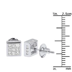 14K White Gold Princess Cut Diamond Stud Earrings For Men & Women 1 Carat 17 14K White Gold Princess Cut Diamond Stud Earrings For Men & Women 1 Carat -Its Hot Jewelry Shop 14k gold princess cut diamond stud earrings 092ct p 5681 ruler white