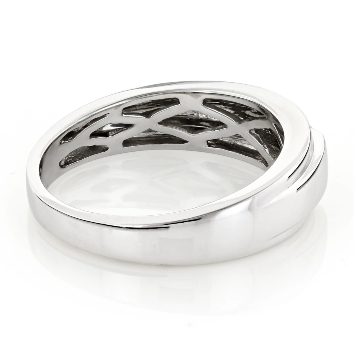 Solitaire 14K White Gold Princess Cut Diamond Wedding Band 0.25ct 6 Solitaire 14K White Gold Princess Cut Diamond Wedding Band 0.25ct - Image 4