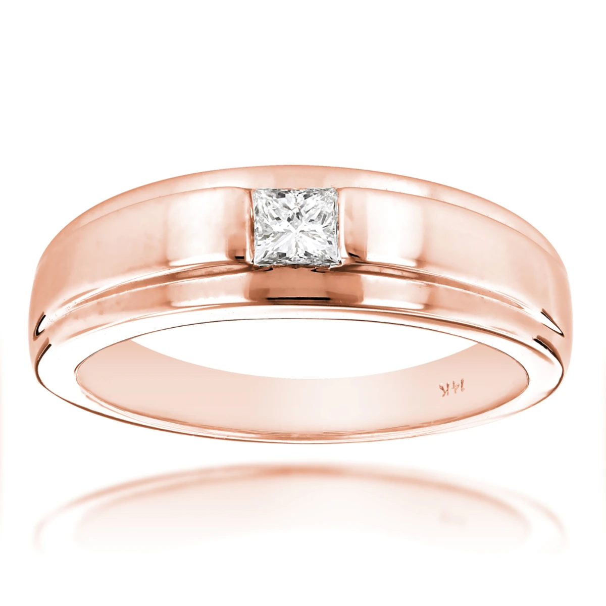 Solitaire 14K White Gold Princess Cut Diamond Wedding Band 0.25ct 5 Solitaire 14K White Gold Princess Cut Diamond Wedding Band 0.25ct - Image 3